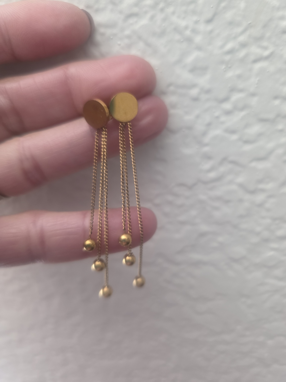 Gold Plated Chain Ball Dangle Earrings - Women Jewelry Gold Plated 14k
